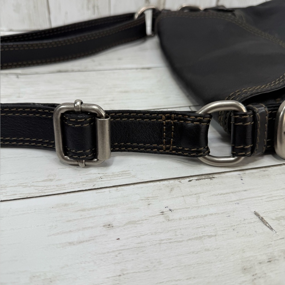 VTG Fossil Fifty Four Classic Black Pebbled Leather Crossbody Bag Durable 90s - Picture 10 of 16